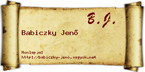 Babiczky Jenő névjegykártya