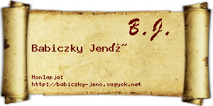 Babiczky Jenő névjegykártya